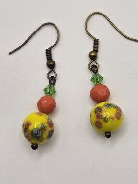 Japanese Tombo Bead Earrings Handmade Jewlery Floral Beading Abstract